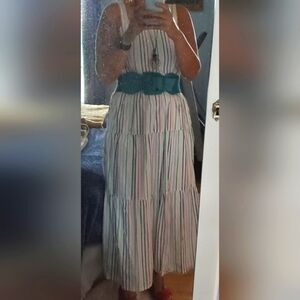 J. Crew Tiered Stripe Ruffle Maxi Dress Style AO417 Sz 8